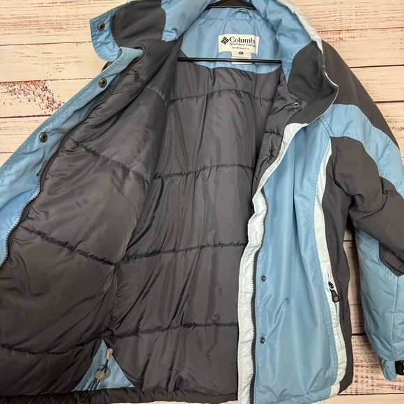 Columbia Challenge Series light blue hooded size xl Down Snow Jacket - Picture 6 of 10